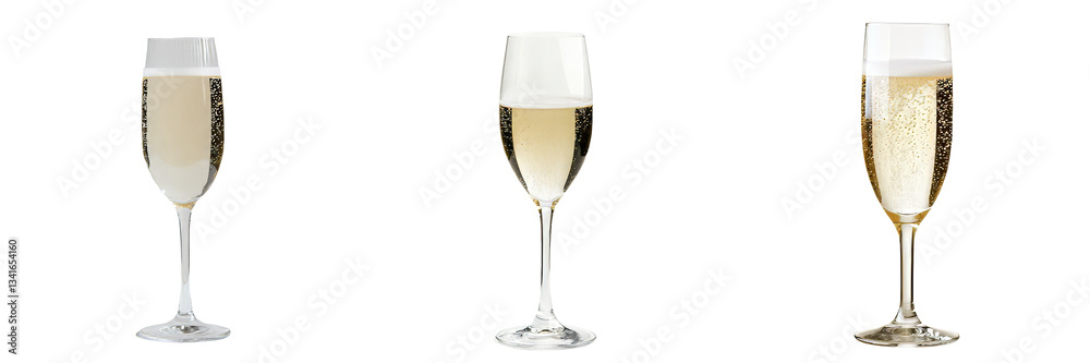 Poster stock was used to create an image of golden champagne glasses isolated on a transparent background