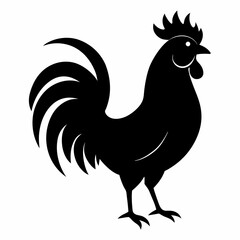 Bold Rooster Silhouette in Black Vector