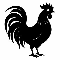 Bold Rooster Silhouette in Black Vector