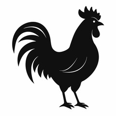 Bold Rooster Silhouette in Black Vector