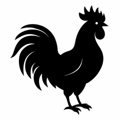 Bold Rooster Silhouette in Black Vector