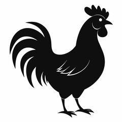 Bold Rooster Silhouette in Black Vector