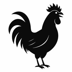 Bold Rooster Silhouette in Black Vector
