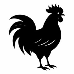 Bold Rooster Silhouette in Black Vector