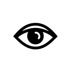 Vector black and white silhouette of an open eye, made with minimalistic strokes