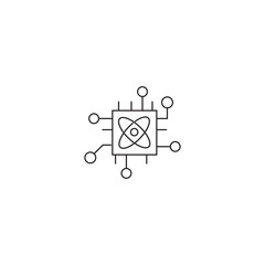 Single outline icons related to quantum computing and artificial intelligence. Linear icon collection. Editable strokes. Vector illustration