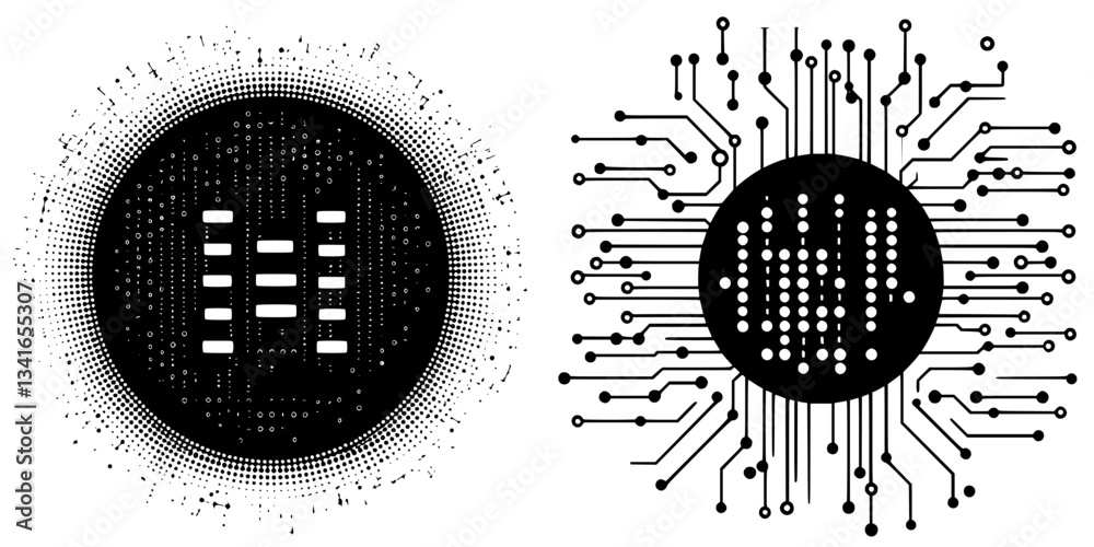 Poster abstract digital circuit patterns illustrating technology connections and design concepts in a moder