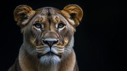 Fototapeta premium Lioness intense stare african savanna gigapixel image natural habitat close-up majestic beauty