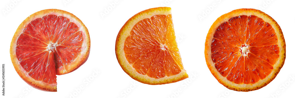 Poster isolated fresh orange slice on transparent background, produced by generative ai technology