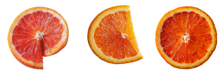 Isolated fresh orange slice on transparent background, produced by generative AI technology