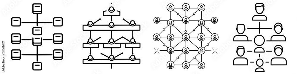 Poster visual representation of network structures showcasing various types of data relationships and organ