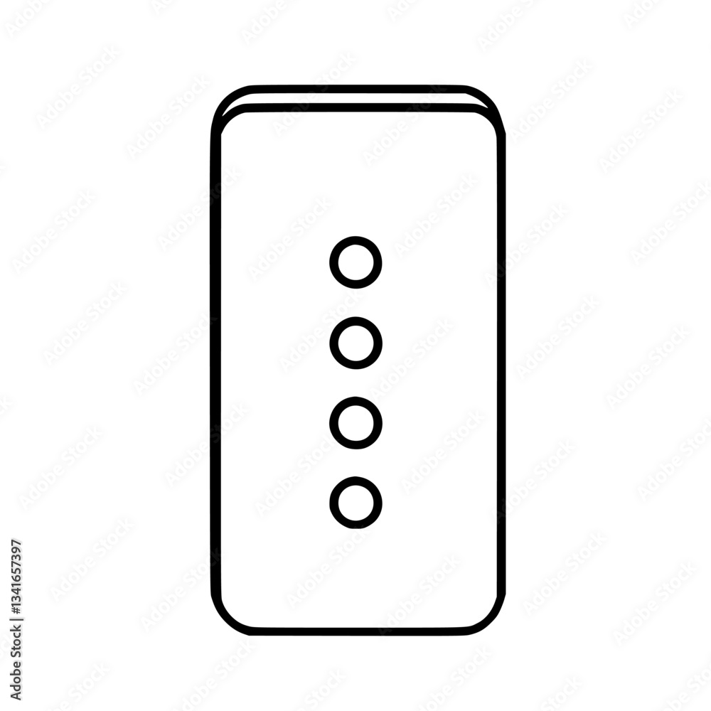 Poster minimalist design of a vertical device with three circular buttons in a simple black and white style
