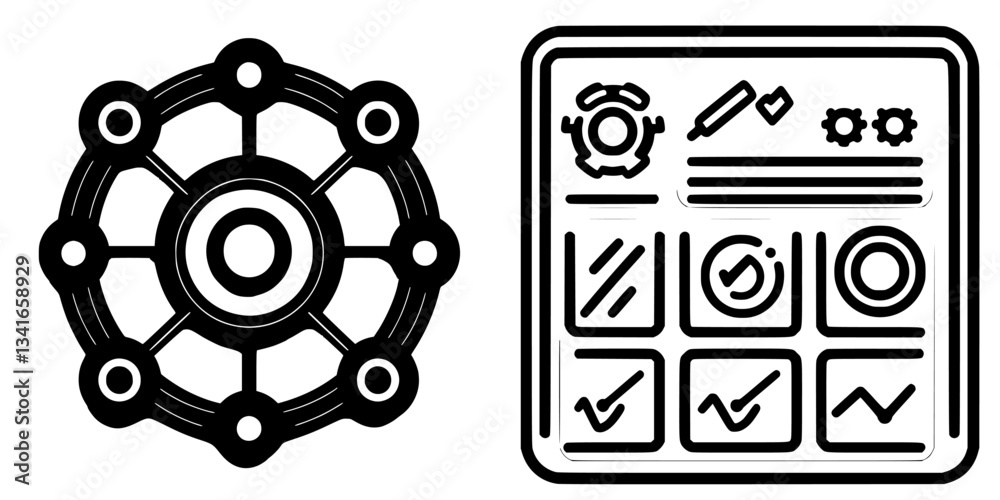 Poster graphic representation of a network system illustrating data connectivity and interface design