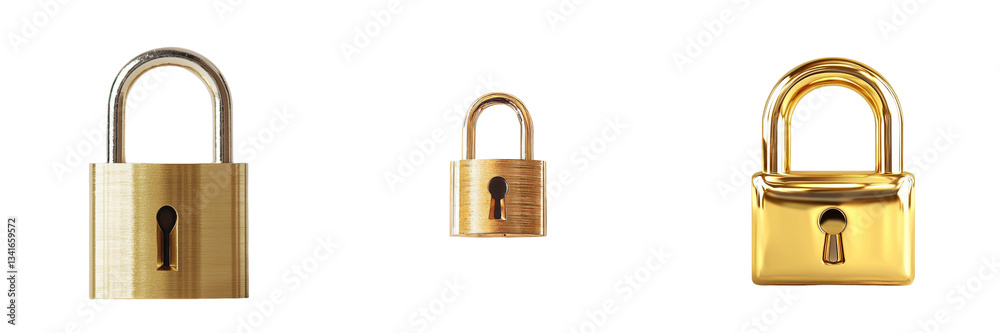 Poster On a transparent background, a padlock is prominently displayed, symbolizing security and protection, all thanks to Generative Ai