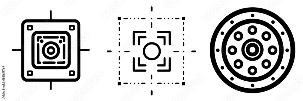 Poster design elements showcasing various target icons for use in digital interfaces and applications