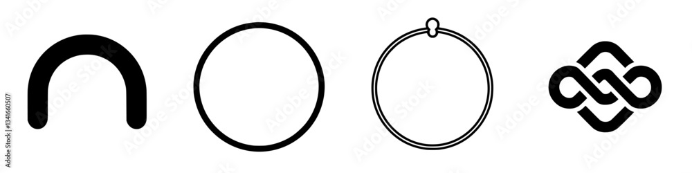 Poster symbols representing various shapes and concepts with a minimalist design on a white background