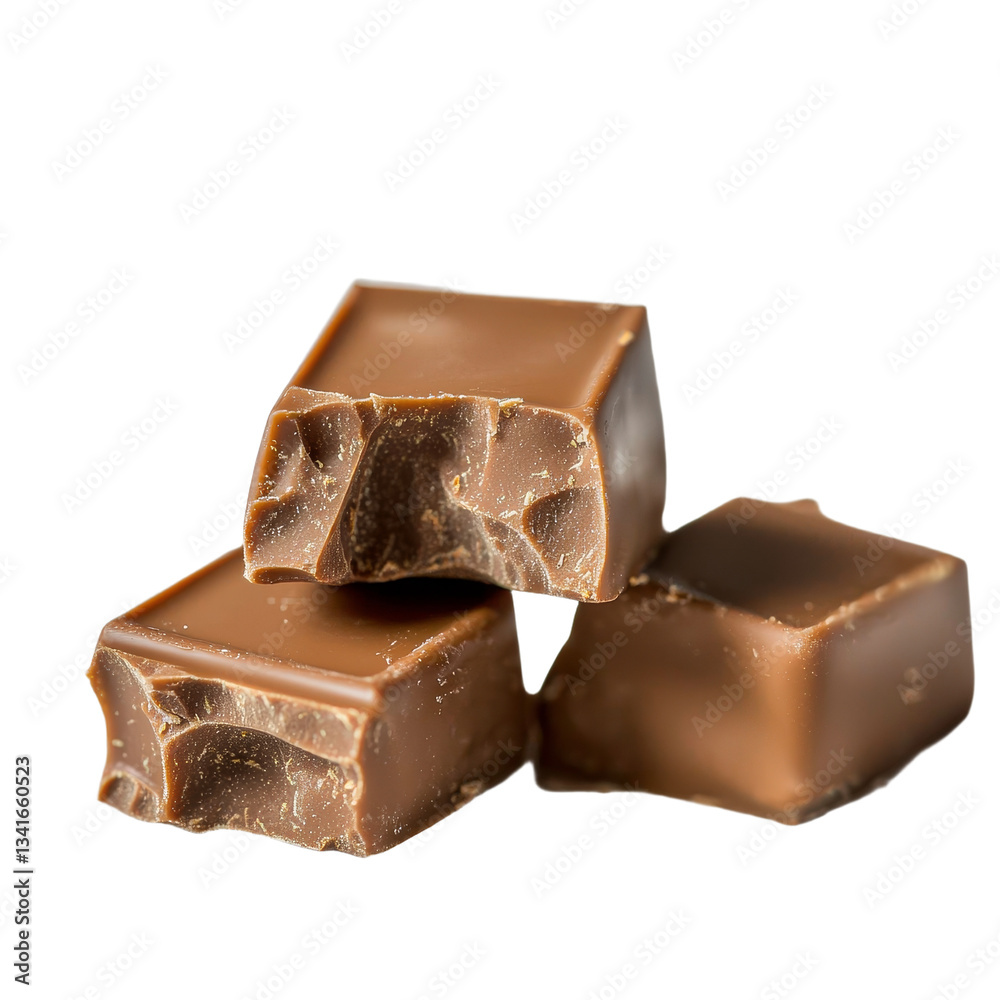 Poster on a transparent background, isolated pieces of chocolate bar were generated using ai technology