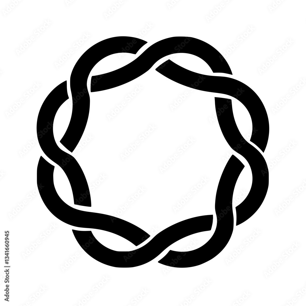 Poster intricate black knot design representing unity and connection in a circular format