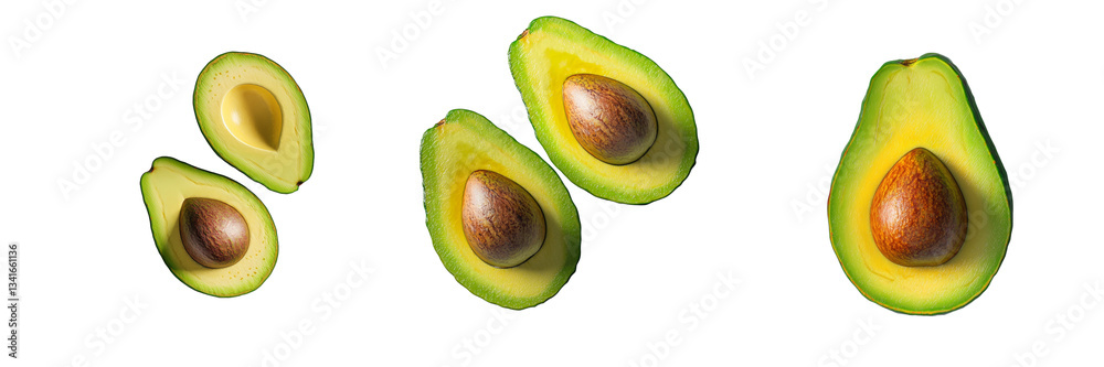 Aufkleber Generative Ai was used to create an image of a fresh avocado half isolated on a transparent background