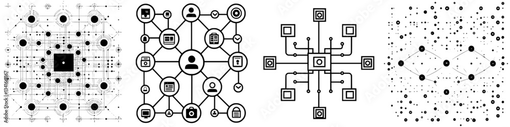 Poster abstract network patterns representing technology and connectivity concepts in a digital landscape