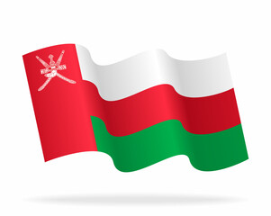 Naklejka premium Omani flag wavy background layout. Vector illustration.