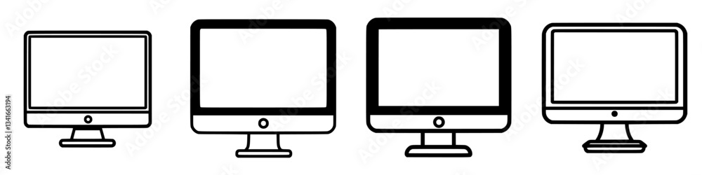Poster various styles of computer monitors reflecting evolution in design and technology across different e