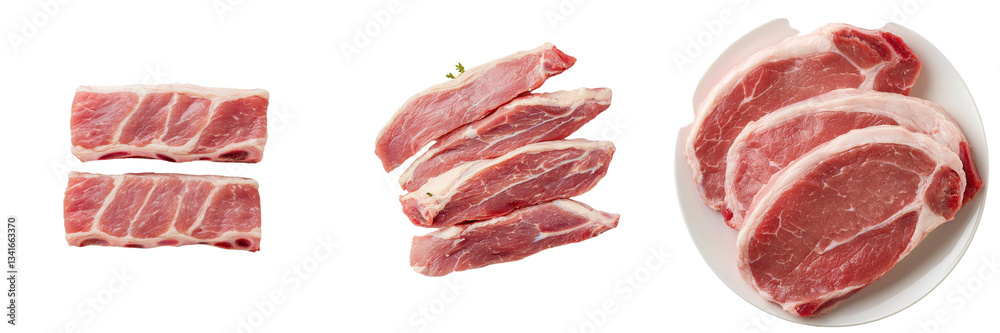 Aufkleber isolated on a transparent background, pork shoulder meat is the subject of this generative ai image