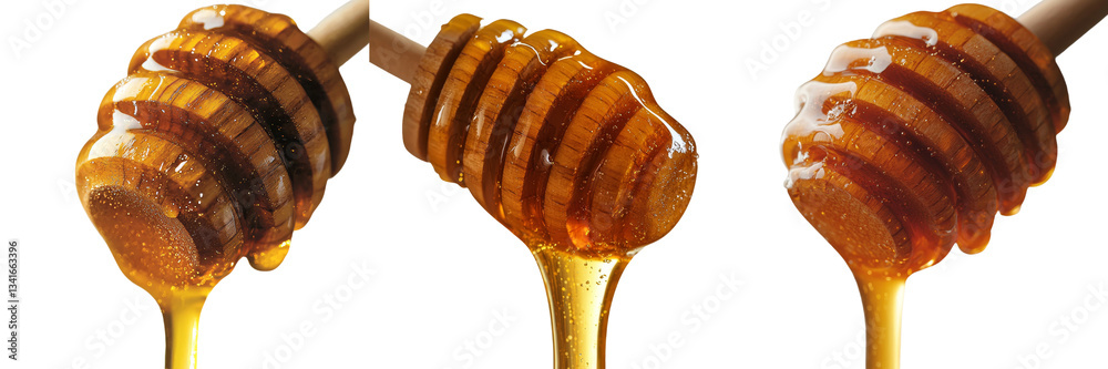 Poster Generative Ai has created an image of honey dripping from a dipper on a transparent background