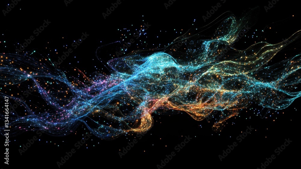Poster creating a glowing data gigapixel machine learning model digital space visual art tech environment f