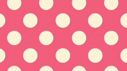 A playful pattern featuring large white polka dots on a pink background, creating a fun and vibrant design.