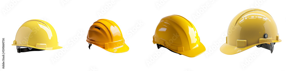 Poster Generative Ai has produced an image of a yellow construction helmet used for safety, isolated and on a transparent background