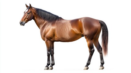 Obraz premium Majestic bay horse stands calmly in nature gigapixel image serene environment captured from eye level
