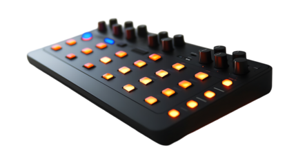 Close up of a digital audio workstation controller device