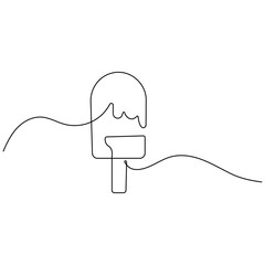 Ice cream  icon   continuous one line drawing of outline vector illustration