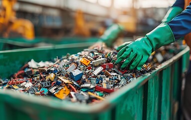 Recycling electronics waste in industrial facility