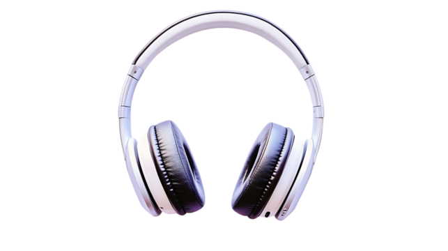 White padded headphones with black interior and green background - Powered by Adobe