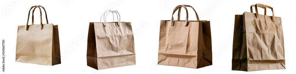 Poster Generative Ai has created an image of a brown paper shopping bag isolated on a transparent background