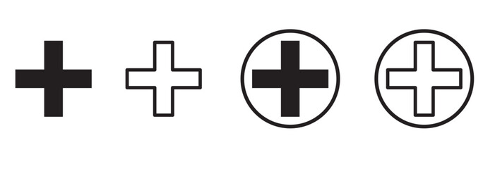 Obraz premium Plus Icon vector illustration. Add plus sign and symbol .More icon. Set of plus icons. 