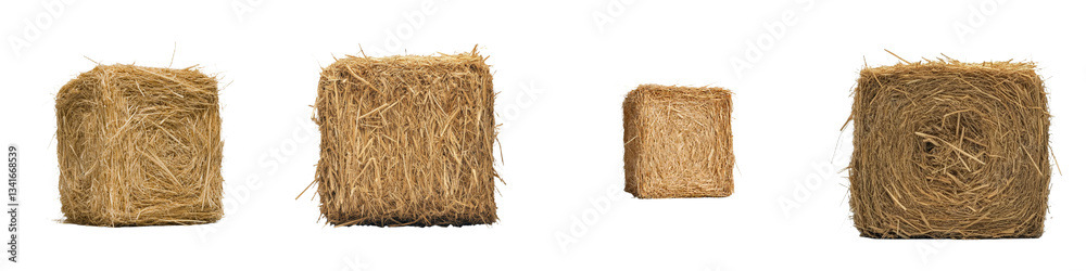 Poster A dry hay bale, isolated on a transparent background, is a creation of Generative Ai