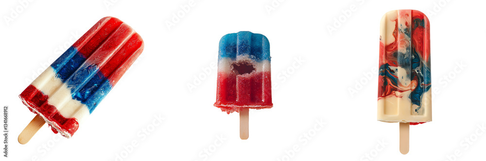 Poster Generative Ai has produced an image of a red, white, and blue popsicle isolated on a transparent background