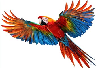 Obraz premium Colorful macaw parrot with vibrant feathers isolated on transparent background, ideal for tropical and exotic design projects