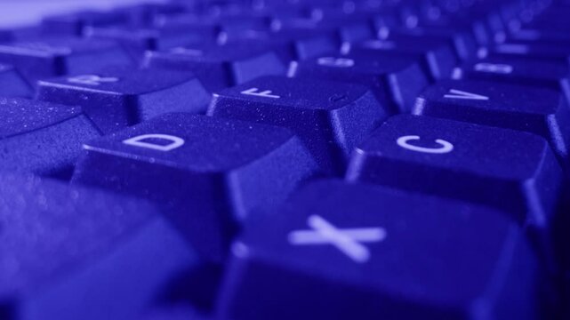 Old vintage keyboard retro pc close-up , Old computer studio close-up, Desktop vintage retro wave display, late 90s PC.