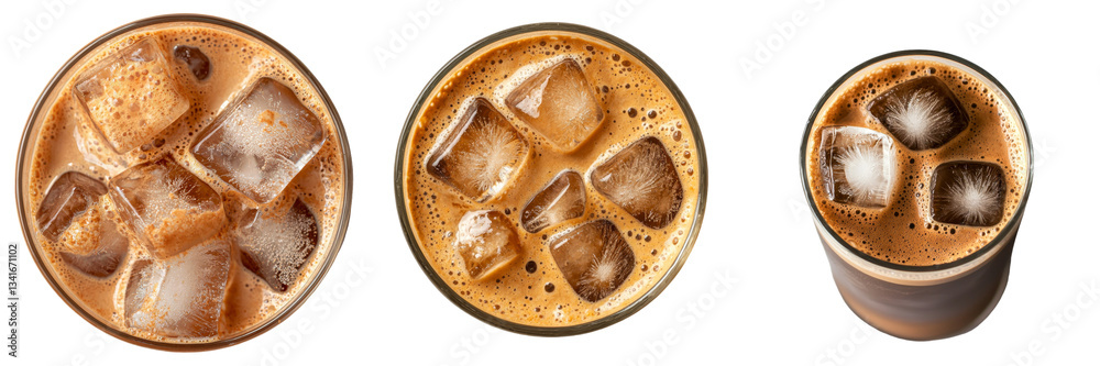 Poster on a transparent background, a glass of iced coffee is isolated, an image generated by generative ai