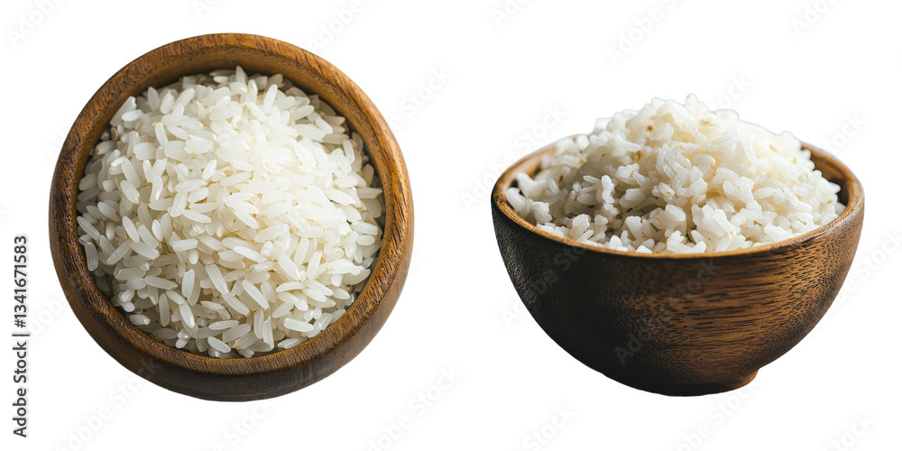 Poster Isolated on a transparent background is a bowl of white rice created with Generative Ai