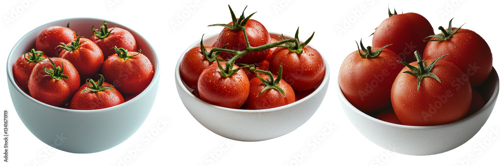 Poster A transparent background isolates a bowl of fresh ripe red tomatoes in this image from Generative Ai