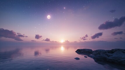 A serene cosmic scene with planets in alignment