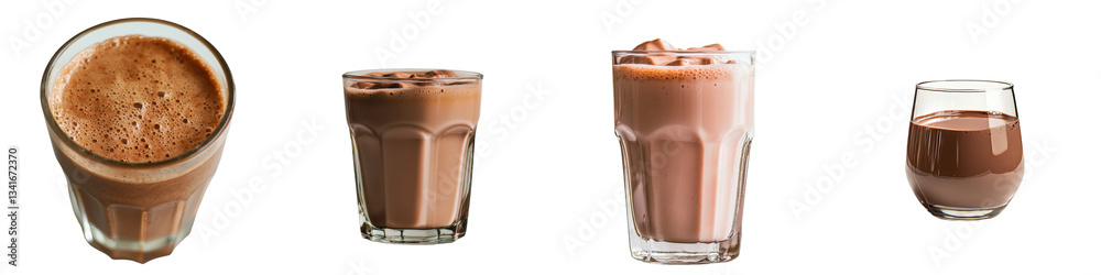 Poster Generative Ai generated a glass with chocolate milk that is isolated on a transparent background