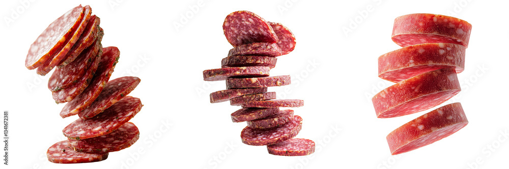Poster A transparent background features isolated slices of salami generated by Ai