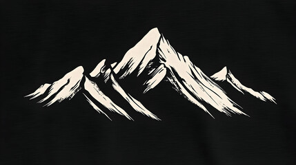 A stark black and white abstract image of jagged mountains, with white peaks against a black sky.
