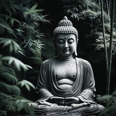 bouddha dans la forêt serein et paisible
